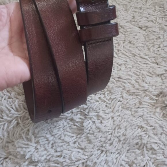 Vintage Structure Leather Belt Men 40 Brown Italian Leather USA Made - Picture 2 of 8